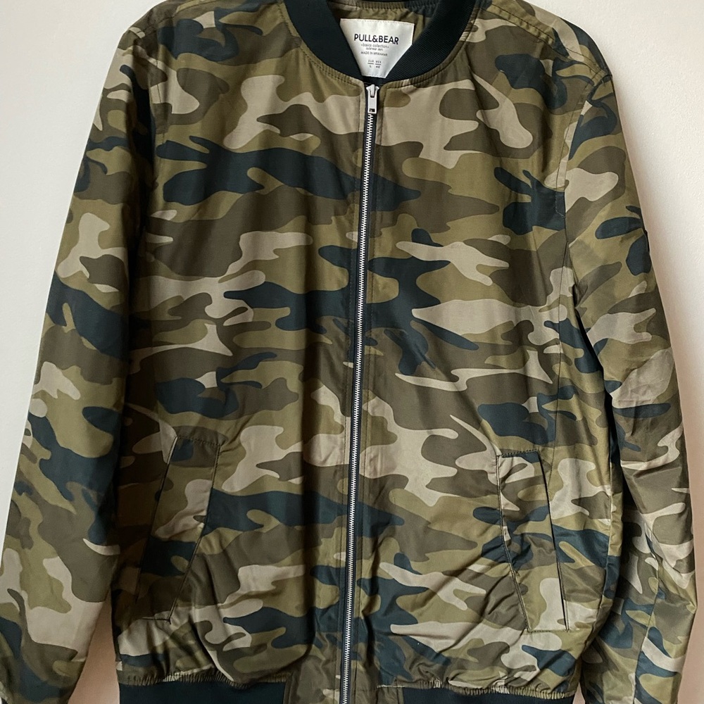 Pull&Bear Green Bomber Jacket Camouflage Style